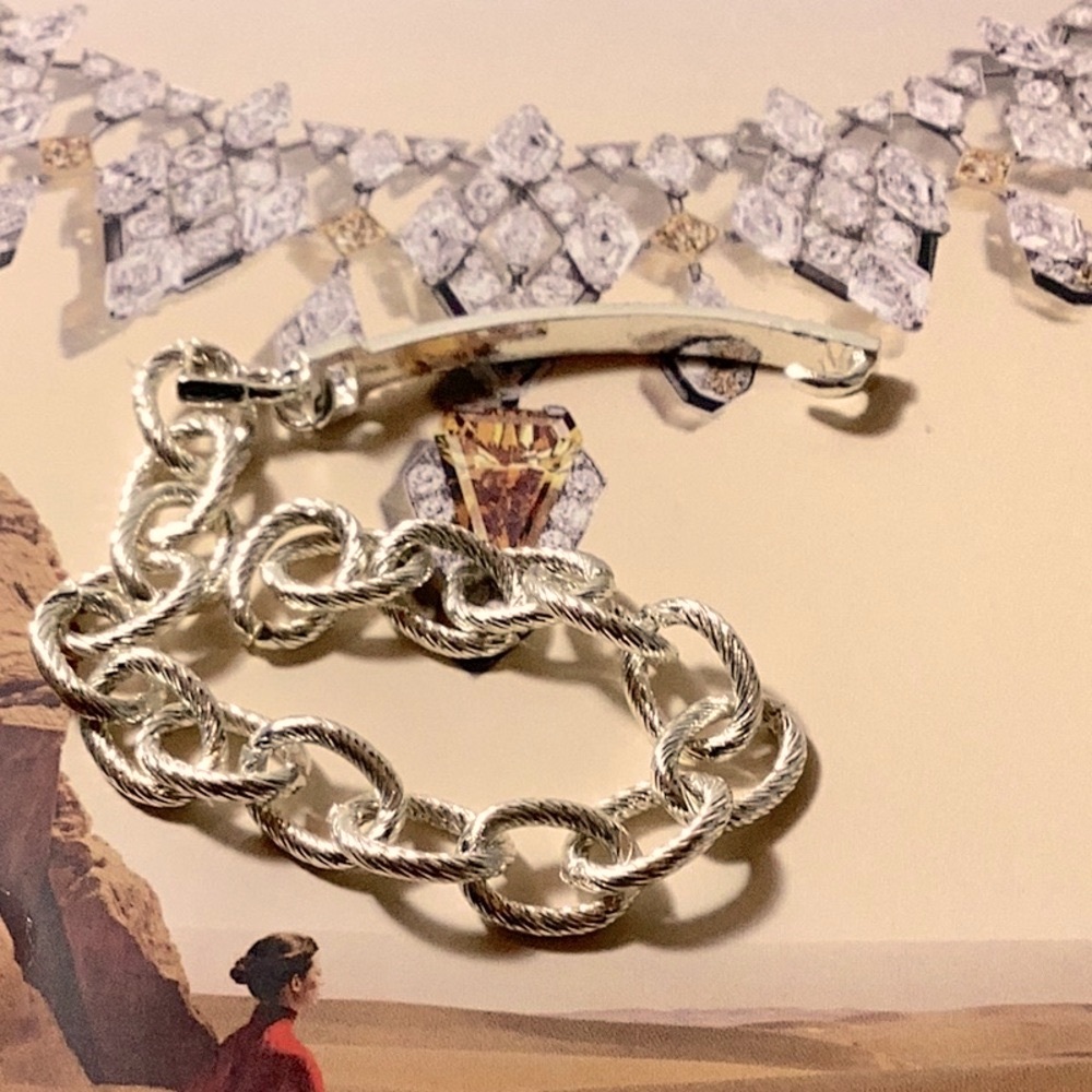 Silver Pewter Clasp Oval Hook & Chain Bracelet